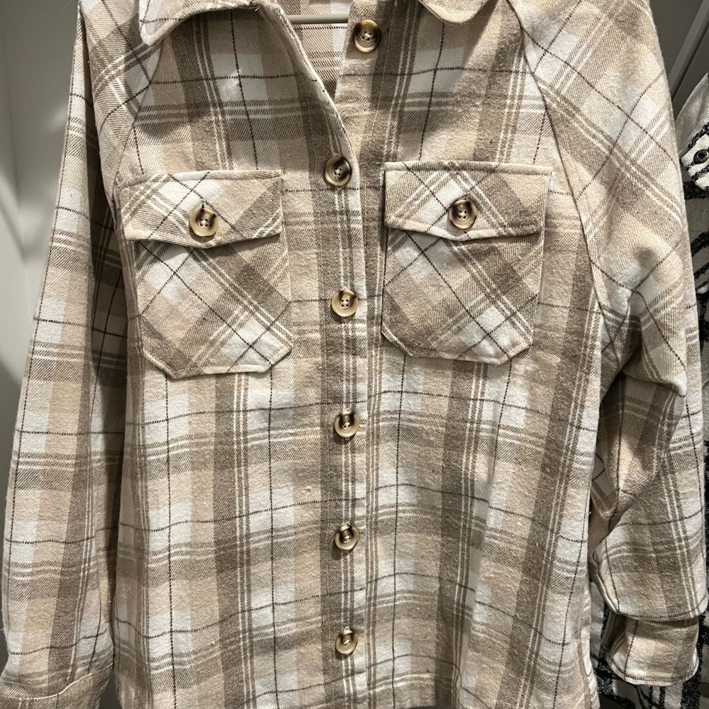 NWOT, Oversized Pink Lily Flannel Shacket